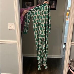 Carter's Green and White Zip-Up Onesie